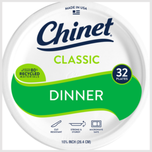 Chinet Classic White Dinner Plates, 10.375"