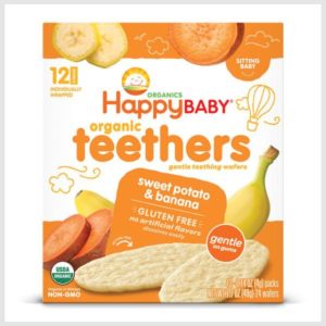 Happy Baby Organics Organic Teethers Gluten Free Gentle Teething Wafers Sweet Potato & Banana