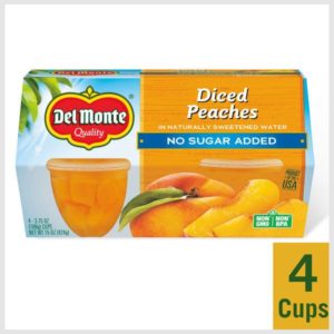 Del Monte No Sugar Added Diced Peaches Plastic Fruit Cup Snacks