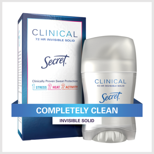 Secret Clinical Strength Invisible Solid Antiperspirant and Deodorant, Completely Clean