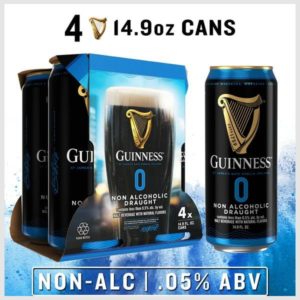 Guinness Draught 0 Non Alcoholic Stout Beer, 4-Pack