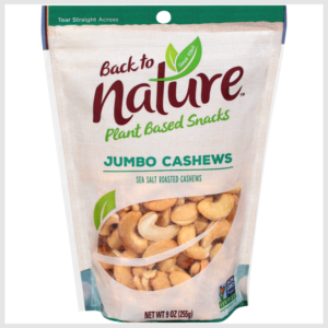 Back to Nature Cashews, Jumbo, Roasted, Sea Salt
