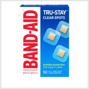 BAND-AID Tru-Stay Clear Spots Square Bandages, One Size