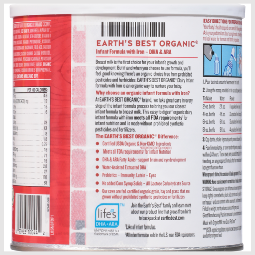 Earth's Best Infant Formula with Iron, Organic Dairy, Milk-Based Powder