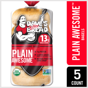 Dave's Killer Bread Plain Awesome Bagels, Organic Bagels, 13g Whole Grains per Bagel, 5 Count