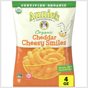 Annie's Organic Cheddar Cheesy Smiles, Baked Corn Puffs