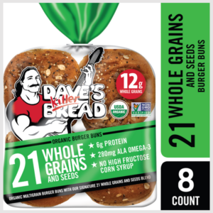 Dave's Killer Bread 21 Whole Grains & Seeds Burger Buns, Organic Hamburger Buns, 8 Count