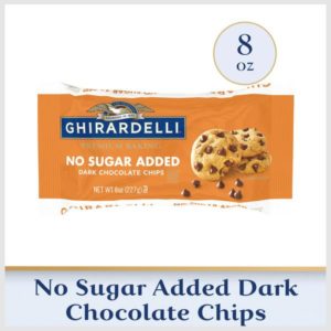 Ghirardelli No Sugar Added Dark Chocolate Chips for Baking, Premium Baking Chips