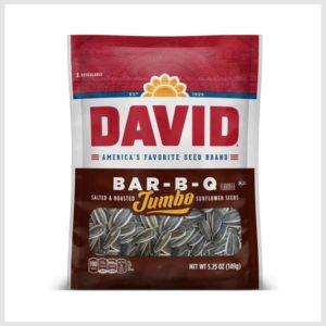 DAVID Bar-B-Q Flavored Salted and Roasted Jumbo Sunflower Seeds Keto Friendly Snack