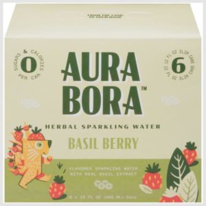 Aura Bora Herbal Sparkling Water, Basil Berry