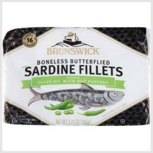 Brunswick Sardine Fillets, in Soybean Oil with Hot Peppers, Gourmet Style