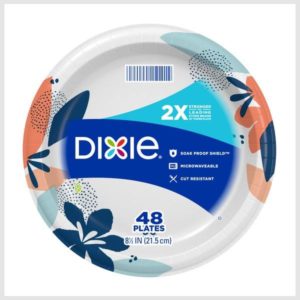 Dixie Paper Plates, 8.5 Inch Lunch/Dinner Plate (Design May Vary)