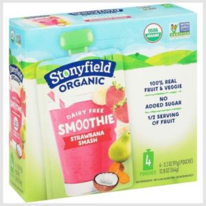 Stonyfield Organic Dairy Free Smoothie Pouches Strawbanana Smash