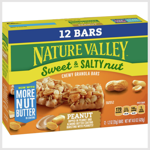 Nature Valley Whole Grain Peanut Sweet and Salty Nut Chewy Granola Bars Snacks