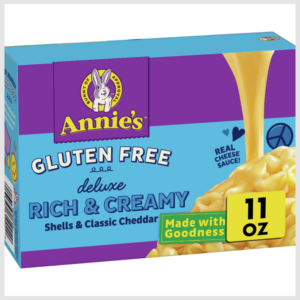 Annie's Deluxe Classic Cheddar Shells Gluten Free Mac and Cheese Dinner with Rice Pasta