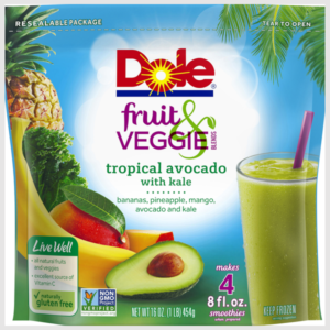 Dole Fruit & Veggie Blends Tropical Avocado with Kale Smoothie Mix