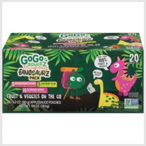 GoGo Squeez Fruit & Veggies, On The Go, Dinosaurz Pack, 20 Variety Pack