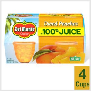 Del Monte Diced Peaches in 100% Juice Plastic Fruit Cup Snacks