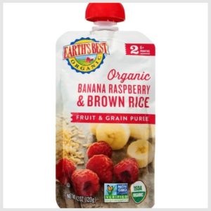 Earth's Best Fruit & Grain Puree, Banana Raspberry & Brown Rice, 2 (6+ Months)